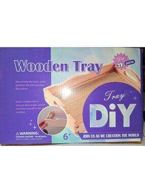 Wooden Tray DIY Kit For Arts & Crafts New In Box Easy To Assemble For Adults & K